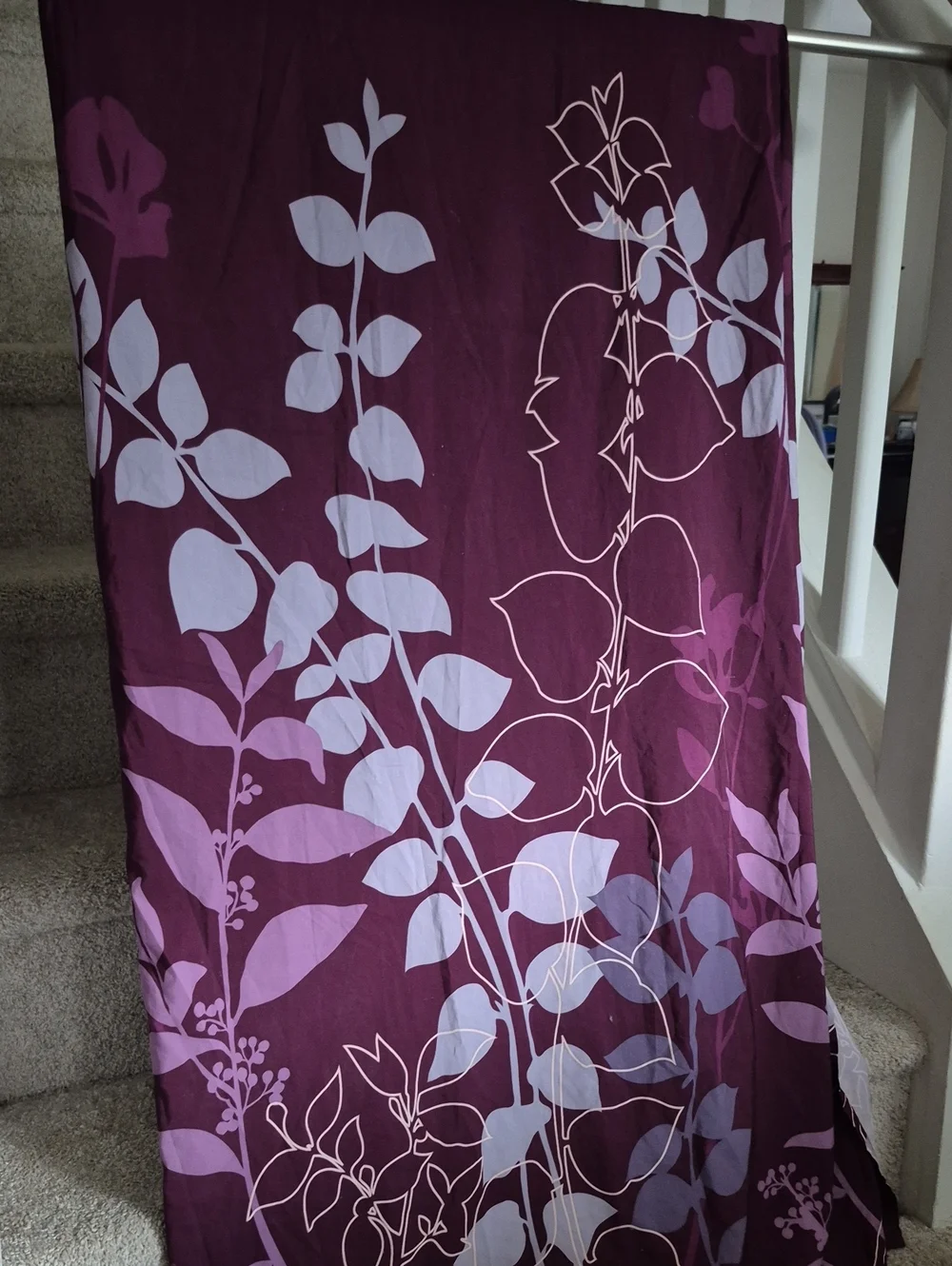 Purple Floral Shower Curtain - Large Leaf Print